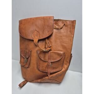 Genuine Leather Rucksack Bag Backpack TravelVintage Men's Satchel Shoulder